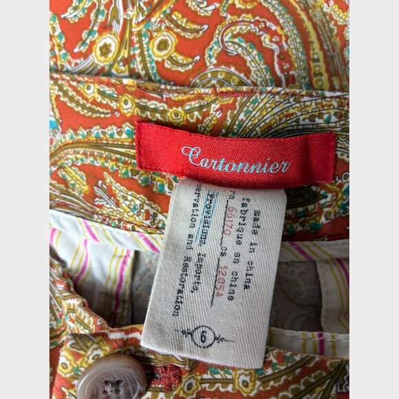 Anthropologie Cartonnier - Orange Paisley Cropped Slim Pants - Size 6 - Picture 8 of 8